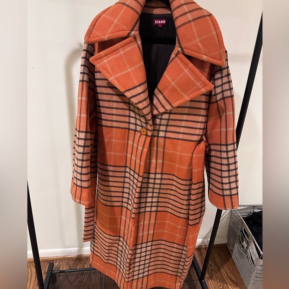 STAUD Carver Wool Coat | Persimmon | Mega Plaid  | Size L | NWT - Picture 3 of 8